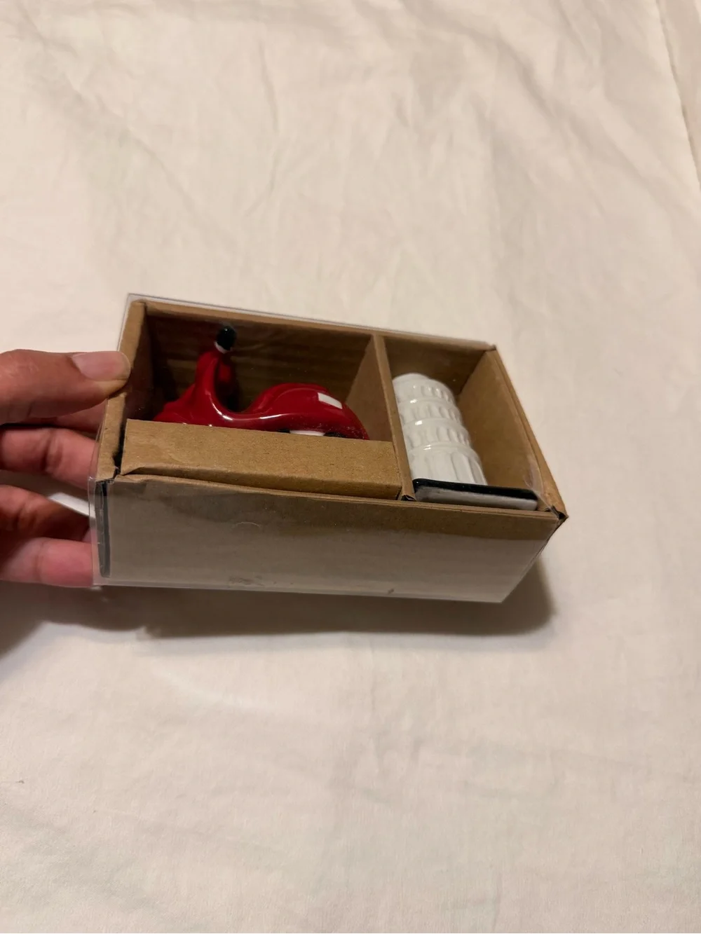 New world Market Salt & Pepper Shakers Set of White Pisa Tower & Red Scooter